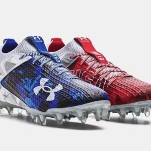 Under Armour Cleats Men Size 12 Blur Smoke 2.0 MC LE USA Football Red White Blue